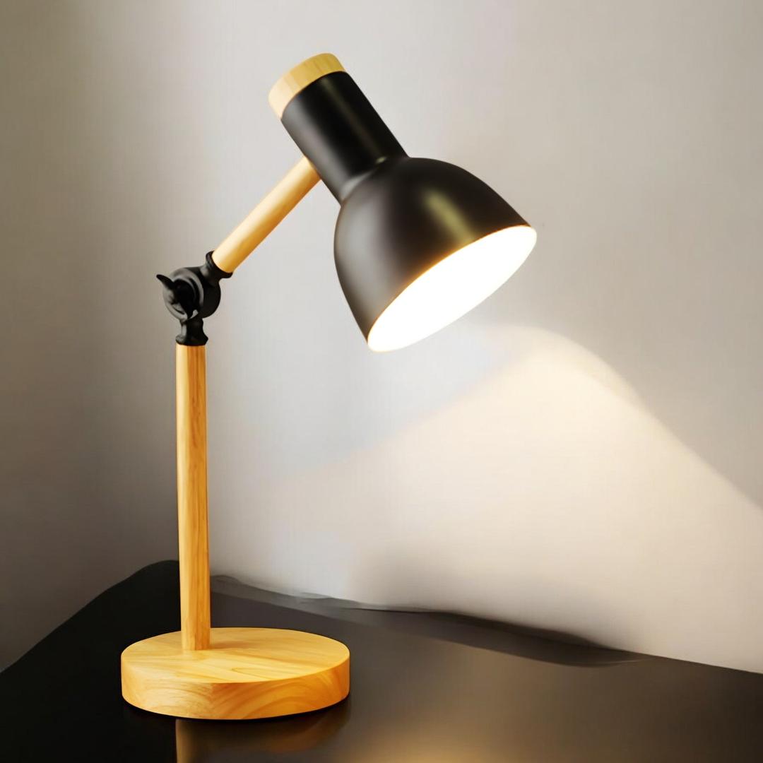 Lámpara de Escritorio LED de Madera Escandinava | Para Estudio