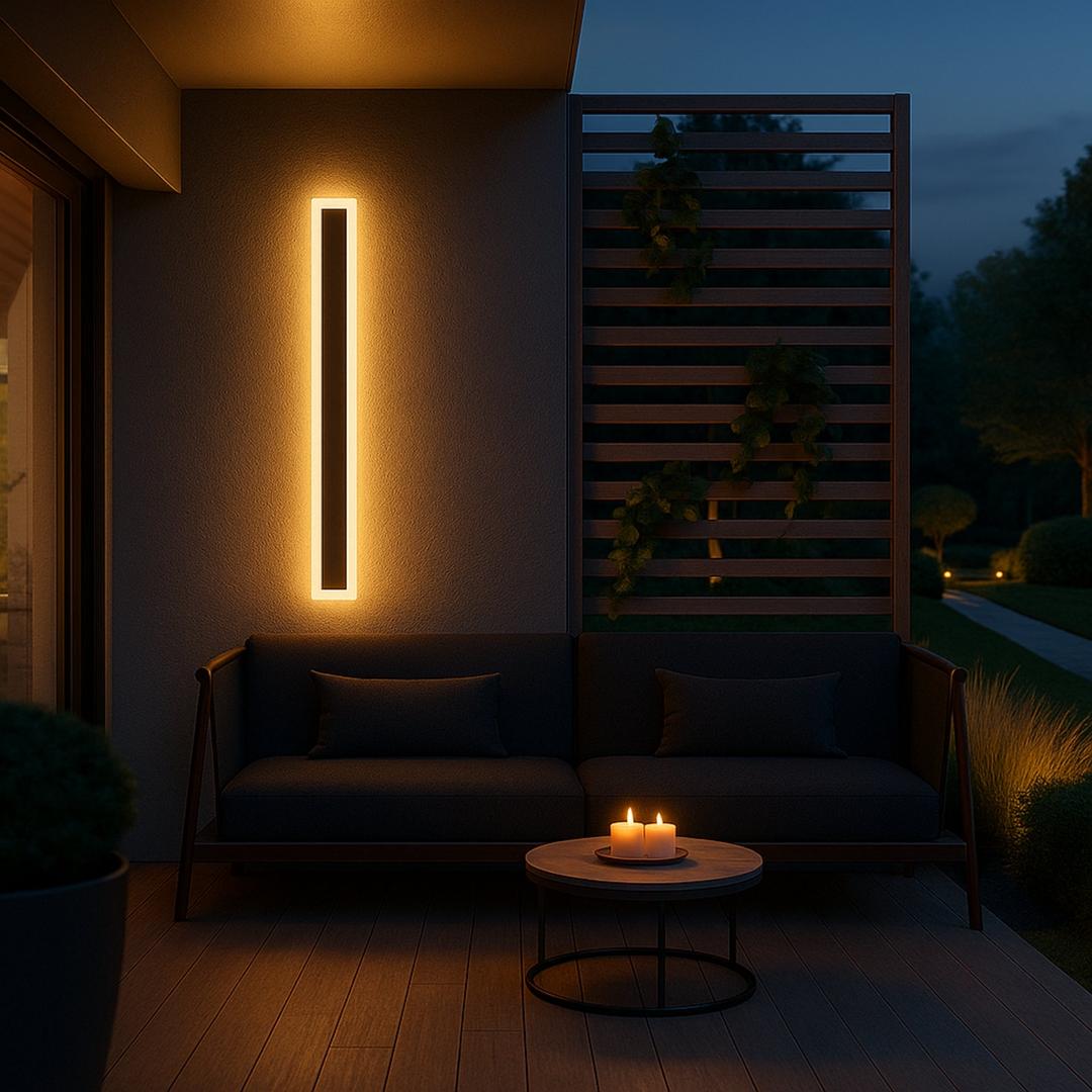 Lámpara de Pared Contemporánea de Diseño Vertical de Metal y Acrílico con Acabado Negro | Exterior