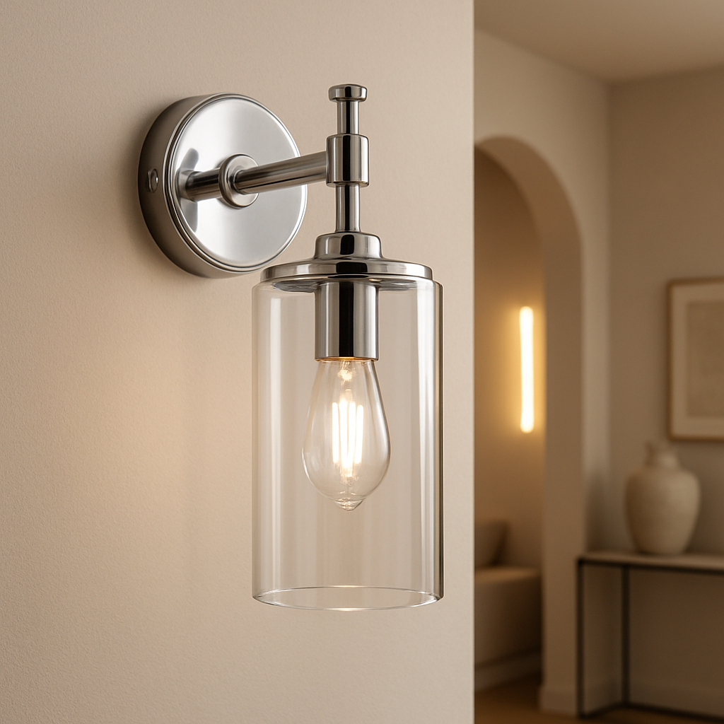 Aplique de Pared Moderno de Vidrio con Acabado en Cromo