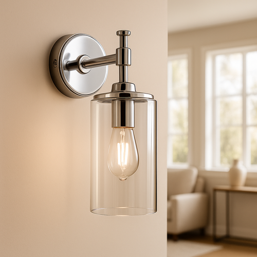 Aplique de Pared Moderno de Vidrio con Acabado en Cromo