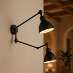 Aplique de Pared de Doble Brazo en Metal Negro Mate