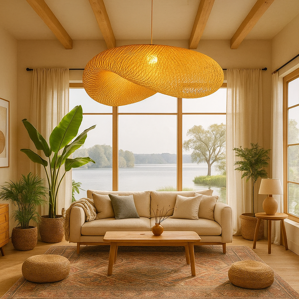 Lámpara Colgante de Bambú Trenzado | Estilo Escandinavo