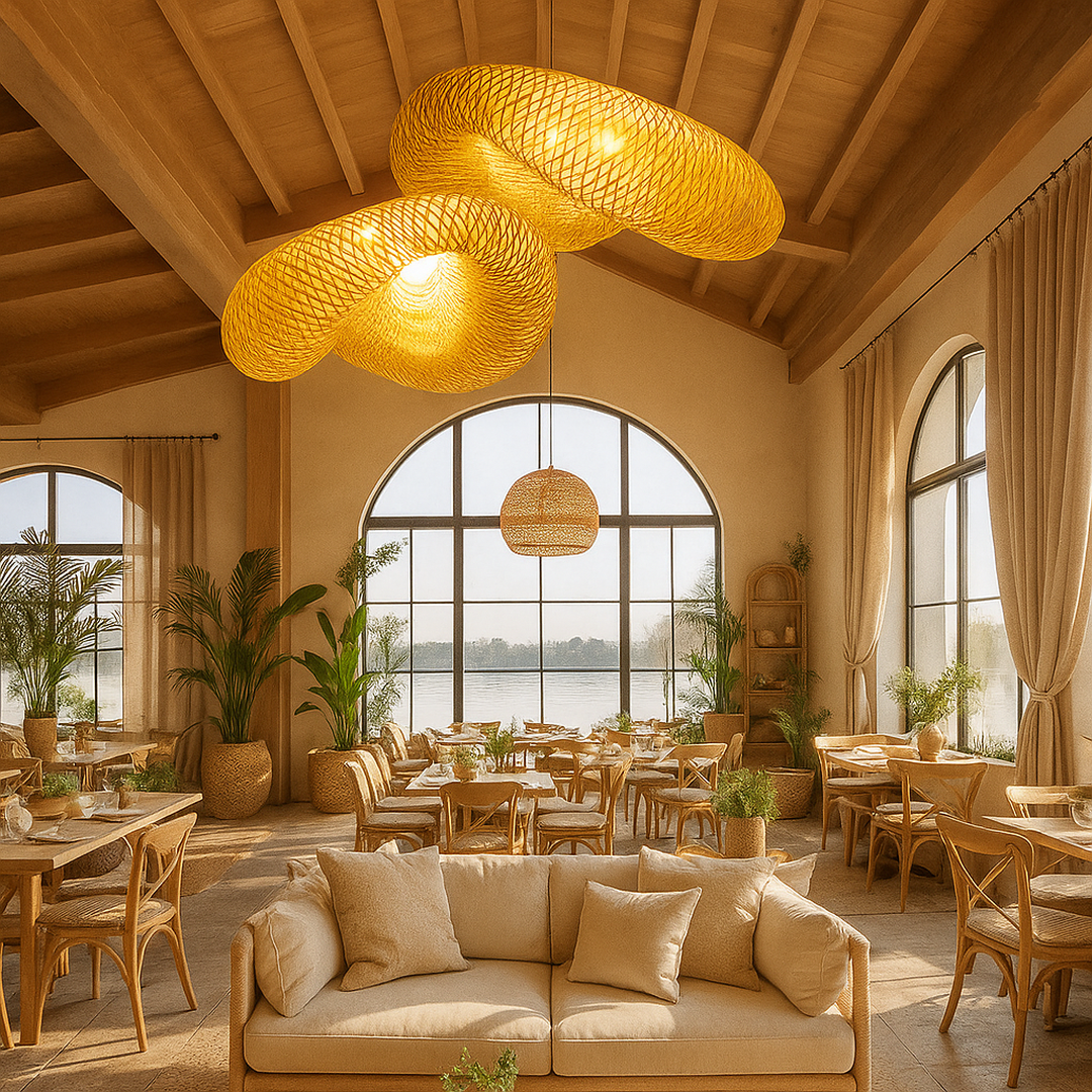 Lámpara Colgante de Bambú Trenzado | Estilo Escandinavo