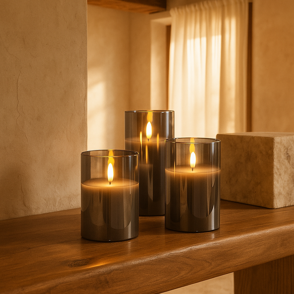 Velas De Cera Con Cubierta De Vidrio | Juego De Tres