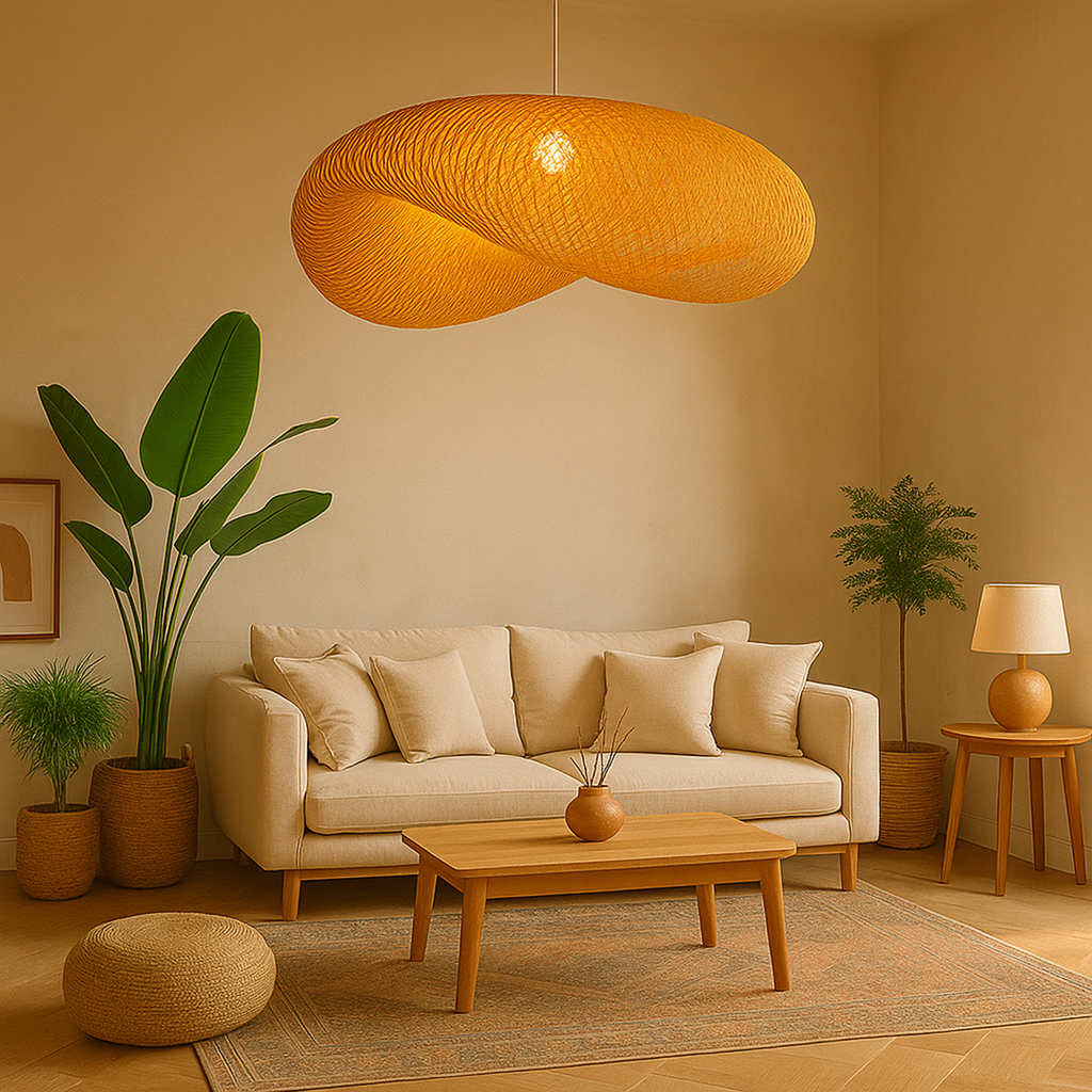 Lámpara Colgante de Bambú Tejido | Diseño Artesanal Natural