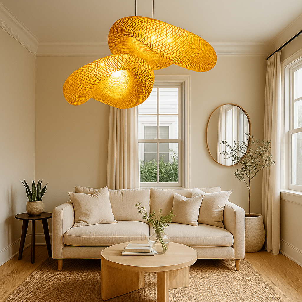 Lámpara Colgante de Bambú Tejido | Diseño Artesanal Natural