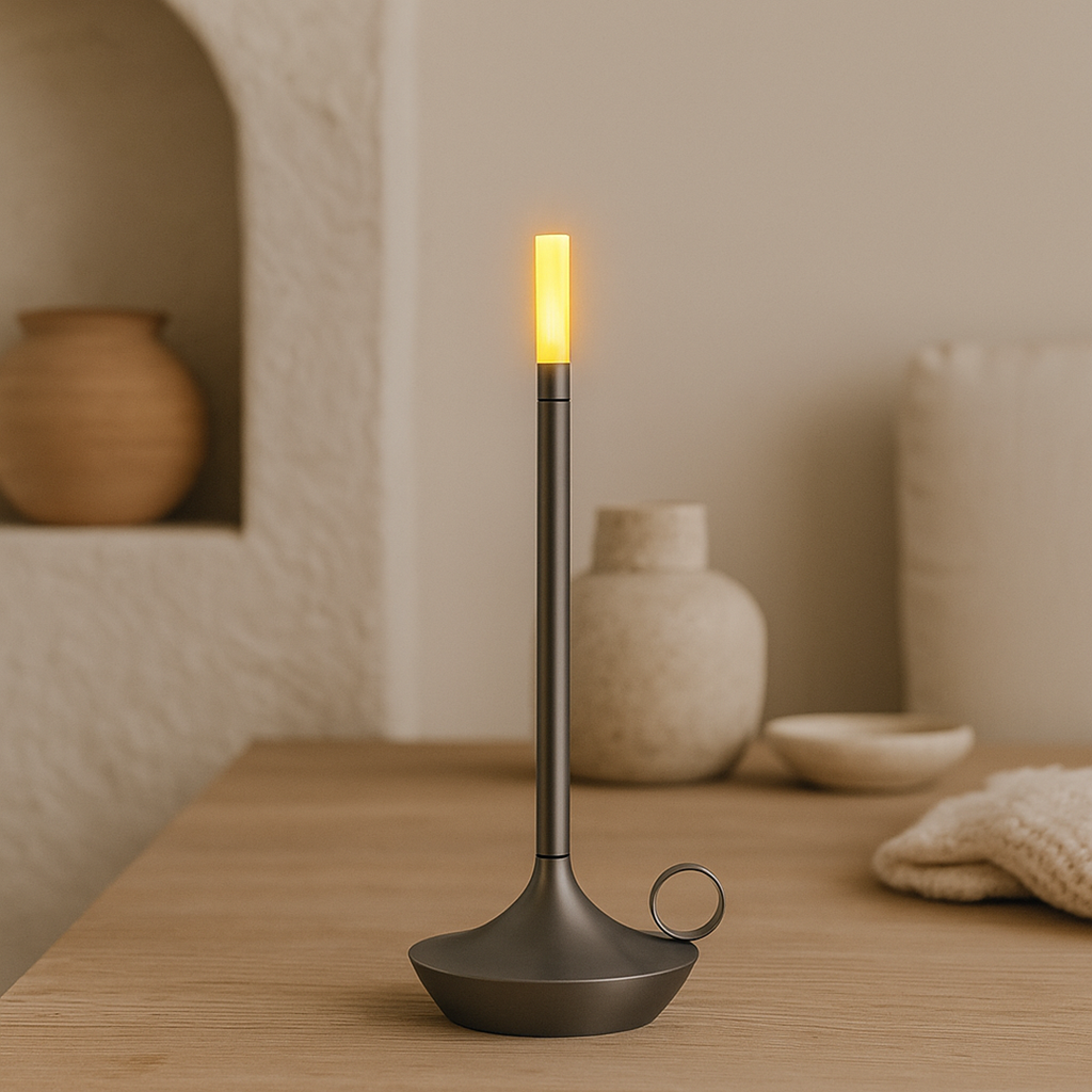 Candelabro Recargable de Aluminio | Vela LED Decorativa