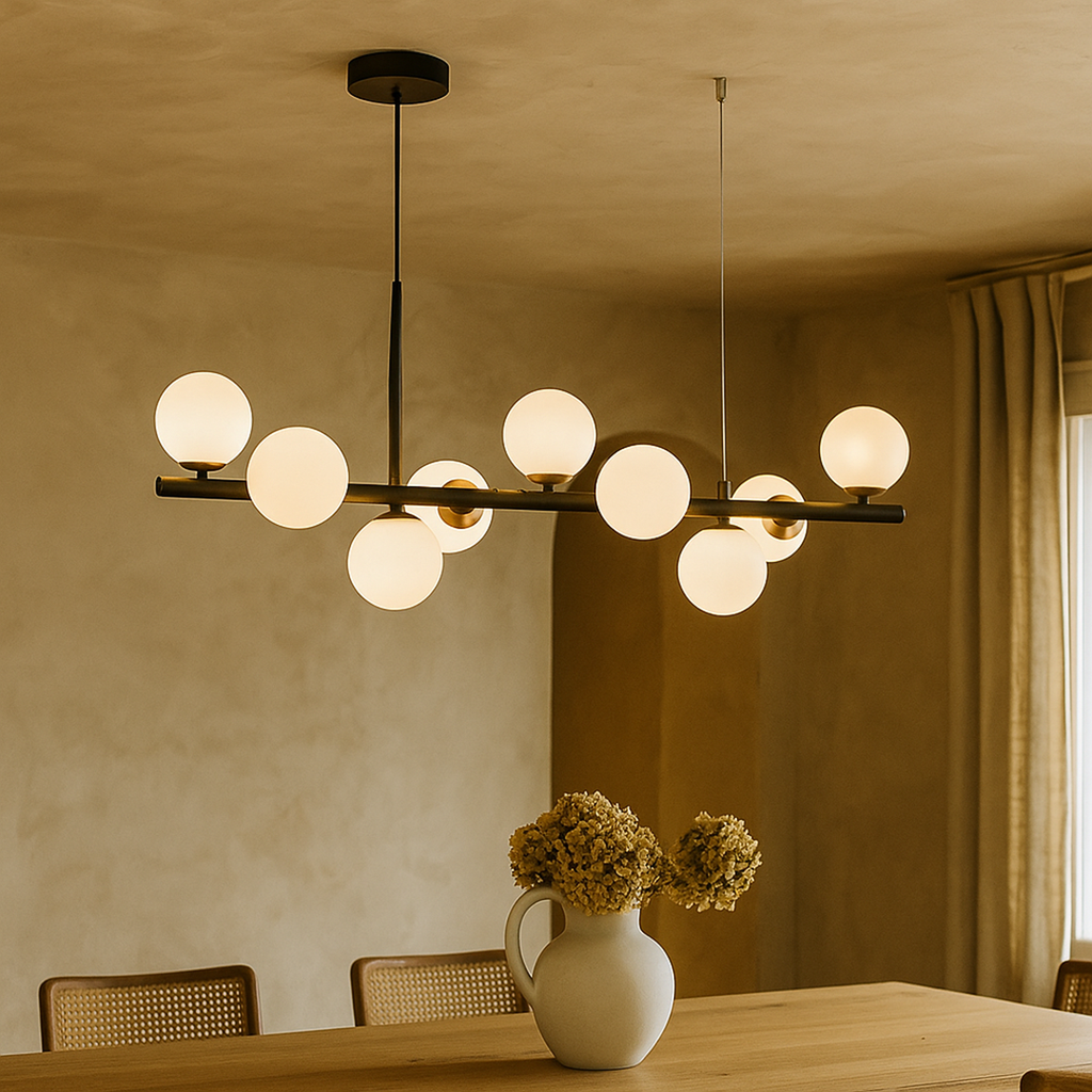 Lampada da Soffitto Sospesa in Vetro e Ferro | Altezza Regolabile