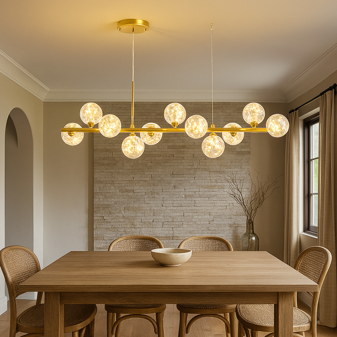 Lámpara de Techo Colgante de Vidrio e Hierro | Altura Ajustable