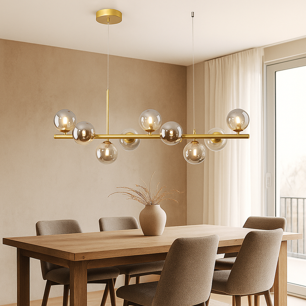 Lampada da Soffitto Sospesa in Vetro e Ferro | Altezza Regolabile