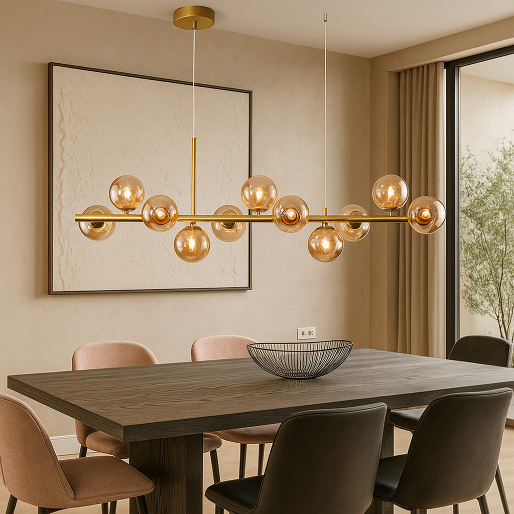 Lampada da Soffitto Sospesa in Vetro e Ferro | Altezza Regolabile