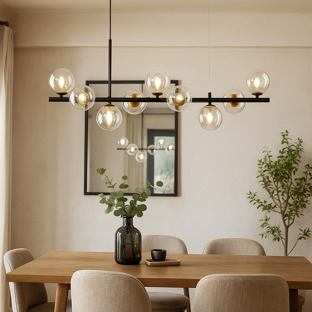 Lámpara de Techo Colgante de Vidrio e Hierro | Altura Ajustable