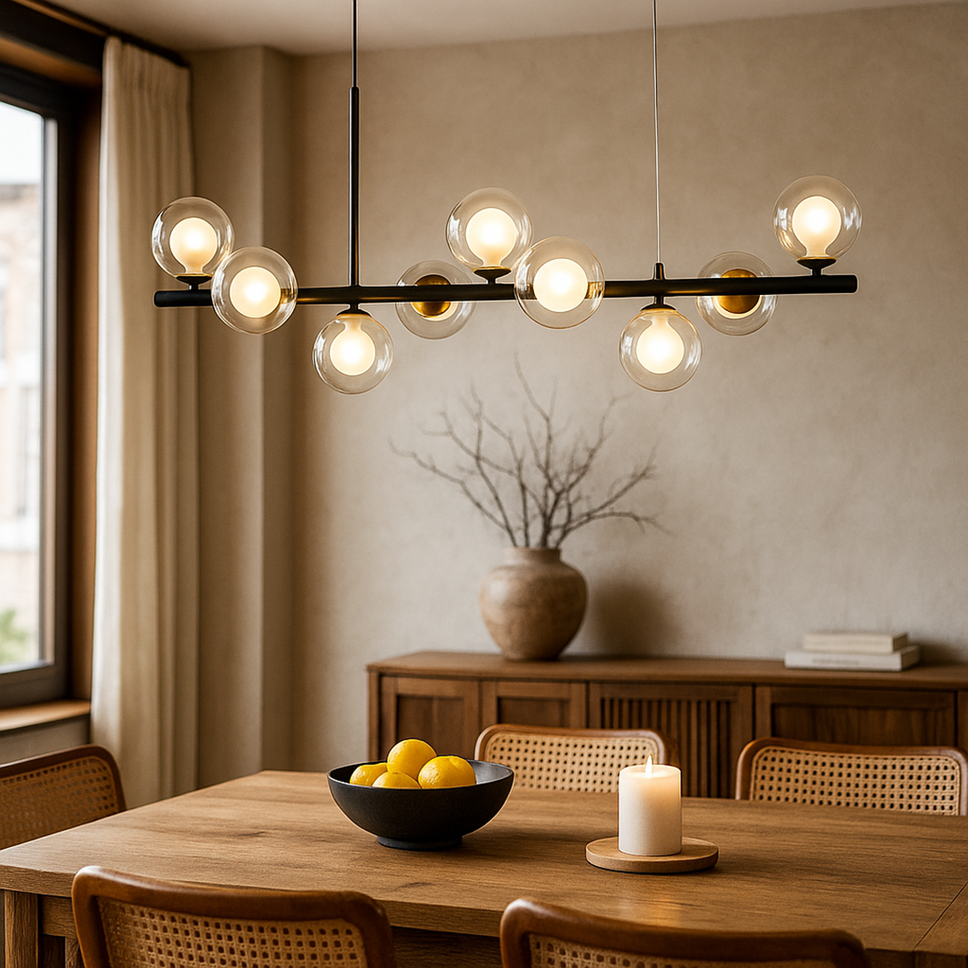 Lámpara de Techo Colgante de Vidrio e Hierro | Altura Ajustable