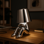Golden Table Lamp with Sitting Figure | Artistic Decoration