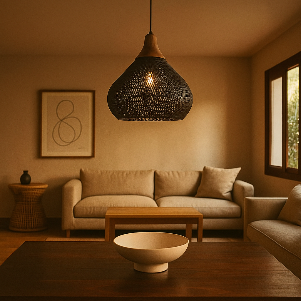 Lámpara Colgante De Ratán | Inspirada En Boho