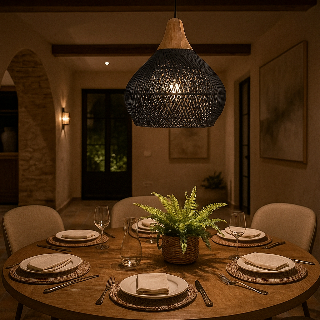 Lámpara Colgante De Ratán | Inspirada En Boho