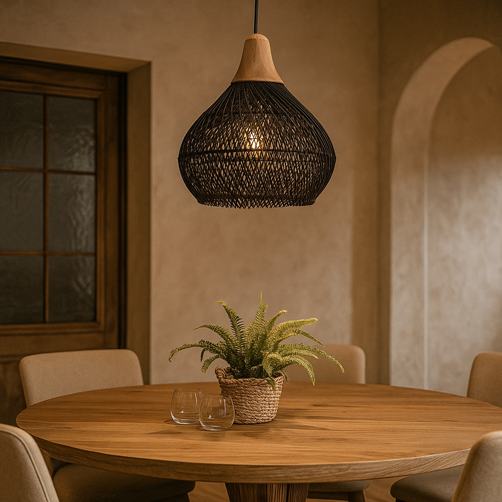 Lámpara Colgante De Ratán | Inspirada En Boho