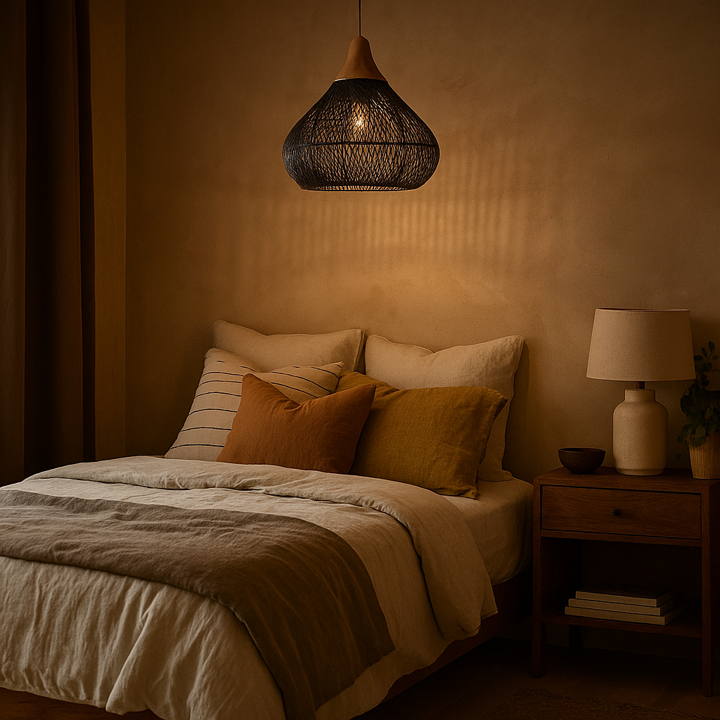 Lámpara Colgante De Ratán | Inspirada En Boho