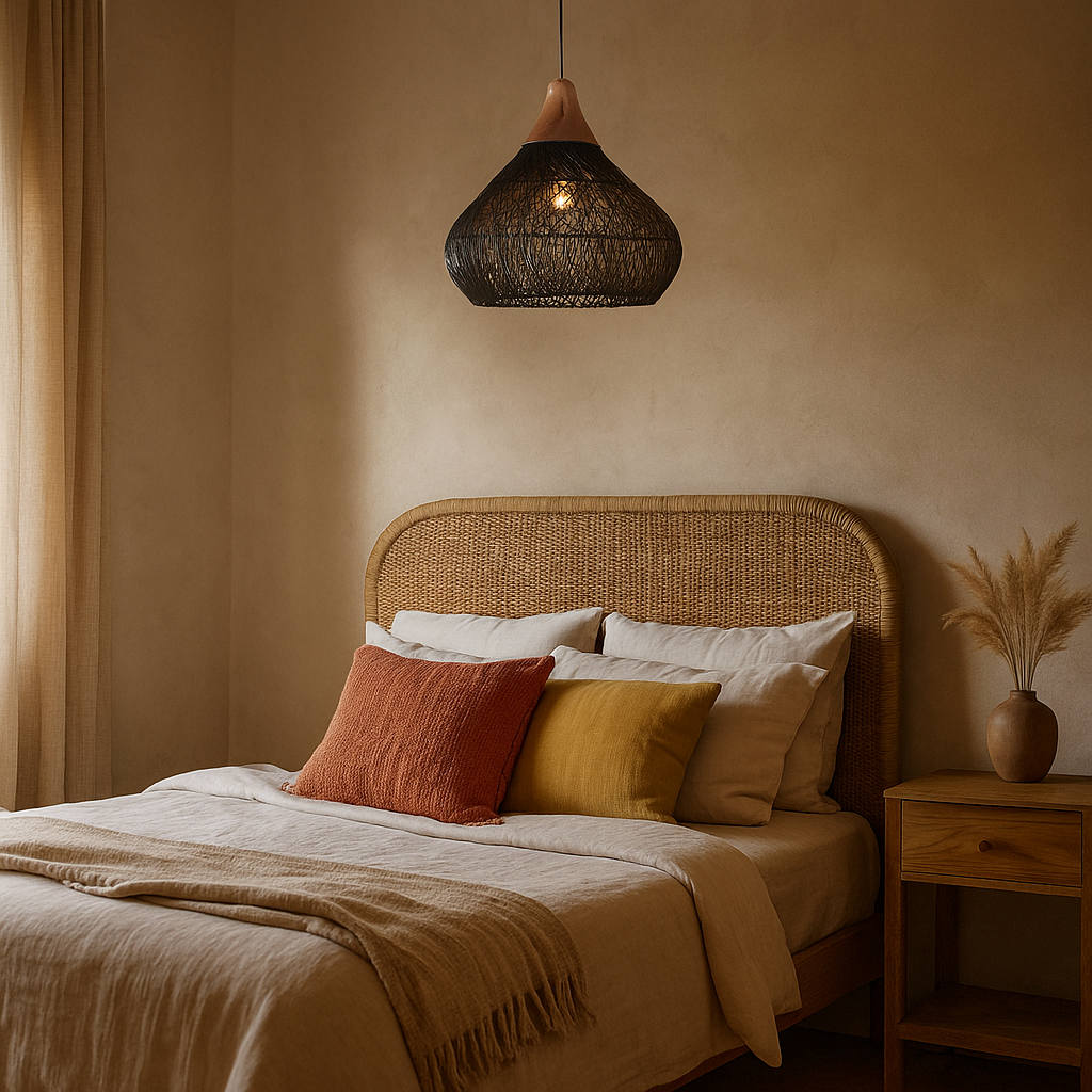 Lámpara Colgante De Ratán | Inspirada En Boho