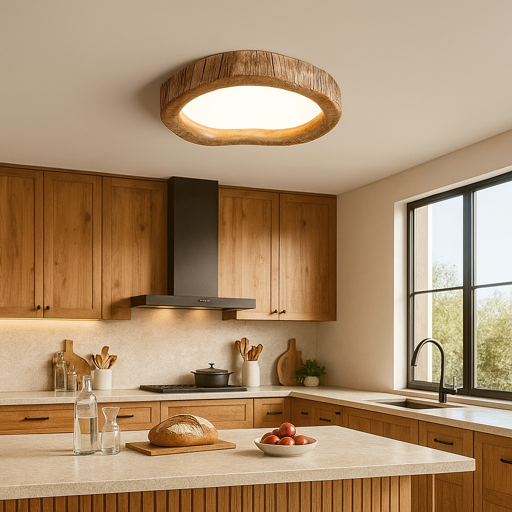 Ceiling Lamp with Wooden Frame | Natural Design