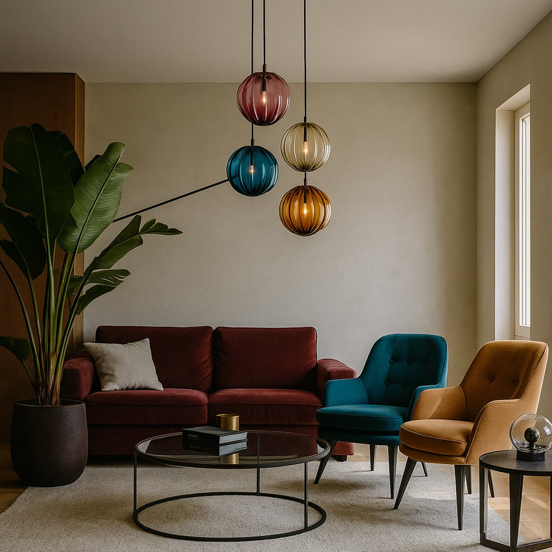 Hanging Ceiling Lamp of Colored Glass | Decorative Lighting