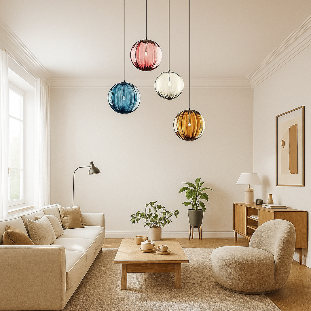 Hanging Ceiling Lamp of Colored Glass | Decorative Lighting