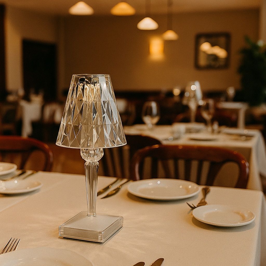 Lámpara de Mesa de Cristal con Forma de Diamante | Luz LED Decorativa