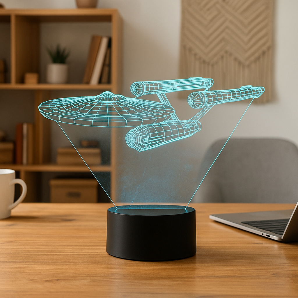 Lámpara 3D con Forma de Nave Espacial | Luz Multicolor