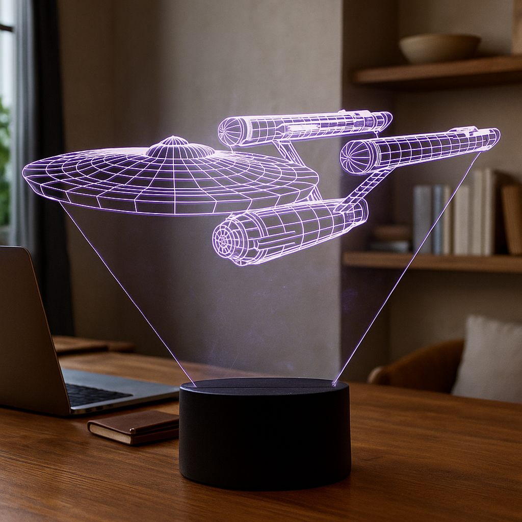 Lámpara 3D con Forma de Nave Espacial | Luz Multicolor