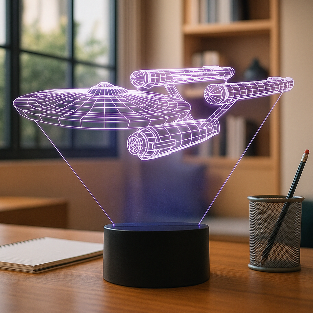 Lámpara 3D con Forma de Nave Espacial | Luz Multicolor