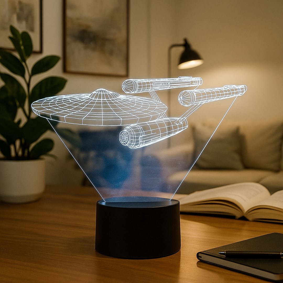 Lámpara 3D con Forma de Nave Espacial | Luz Multicolor