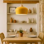 Lámpara de Techo Colgante de Metal y Madera | Tonos Suaves