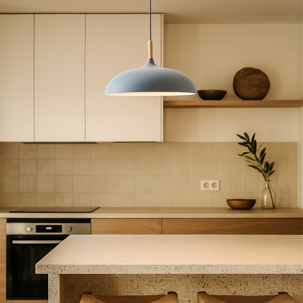 Lámpara de Techo Colgante de Metal y Madera | Tonos Suaves