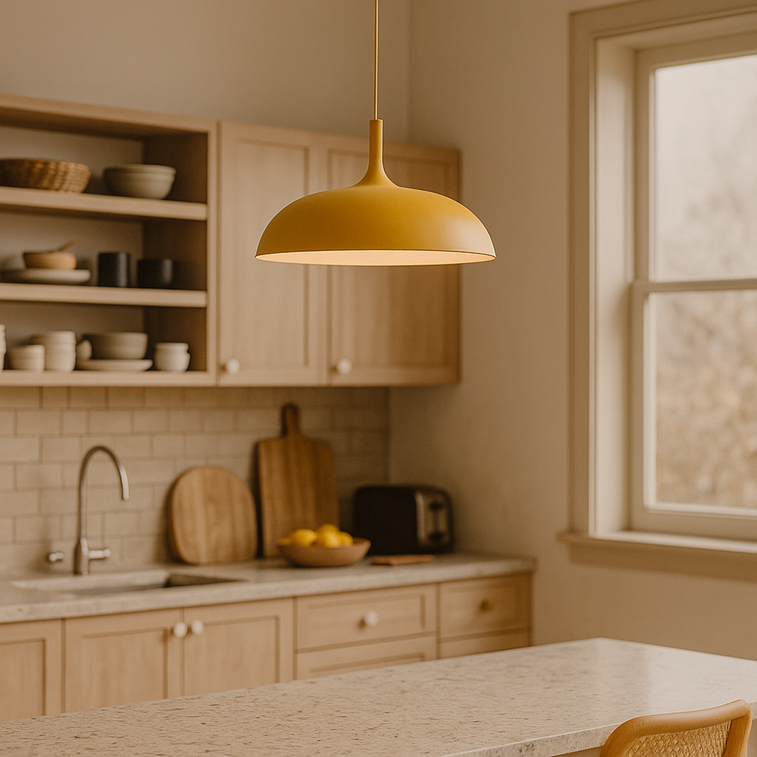 Hanging Ceiling Lamp of Metal and Wood | Soft Tones