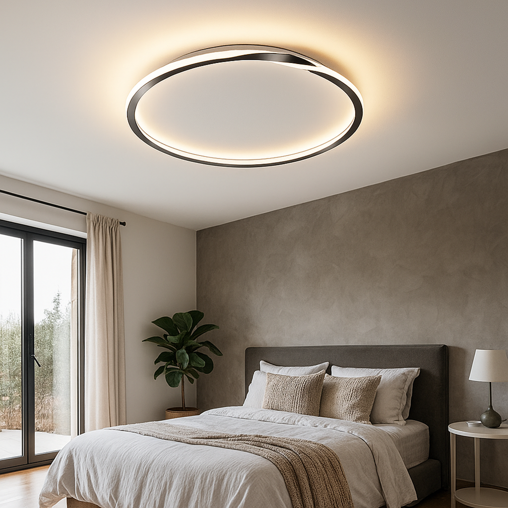 Lámpara de Techo LED Redonda de Hierro y Acrílico | Para Dormitorio