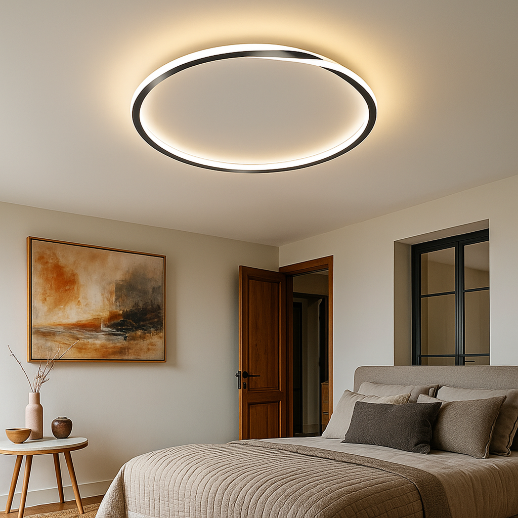 Lámpara de Techo LED Redonda de Hierro y Acrílico | Para Dormitorio