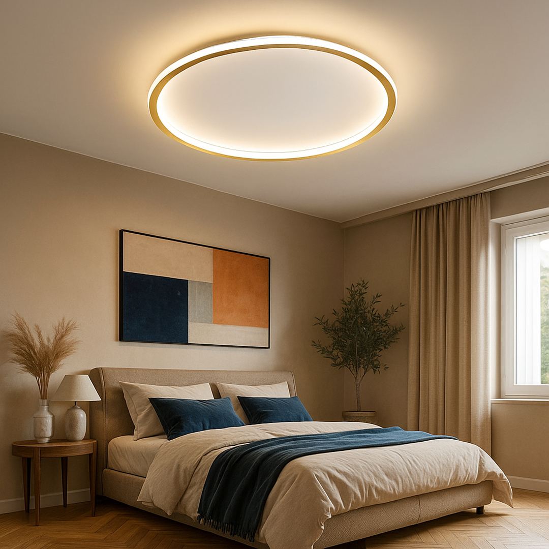 Lámpara de Techo LED Redonda de Hierro y Acrílico | Para Dormitorio