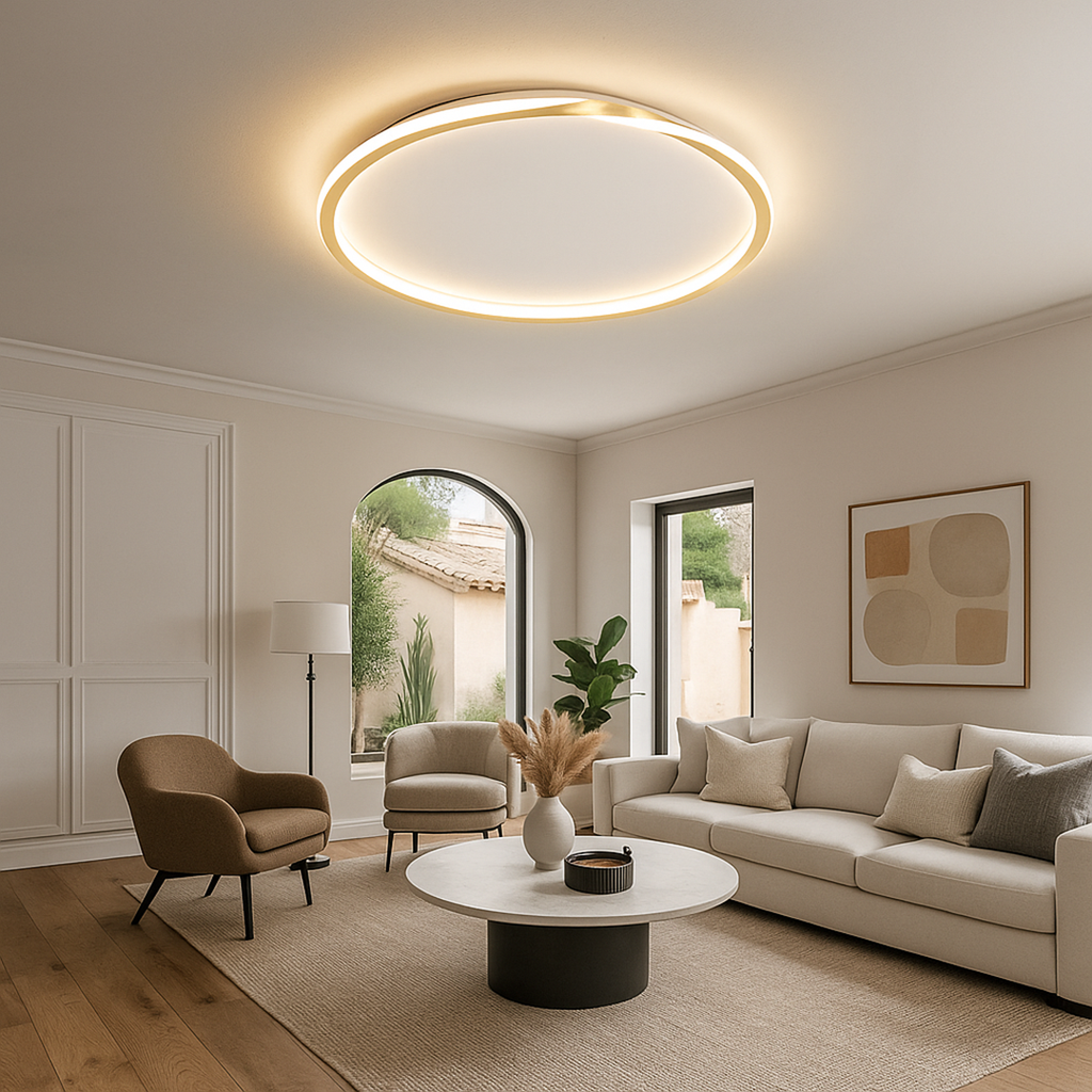 Lámpara de Techo LED Redonda de Hierro y Acrílico | Para Dormitorio