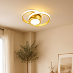 Lámpara de Techo LED de Lujo de Metal y Acrílico | Doble Anillo