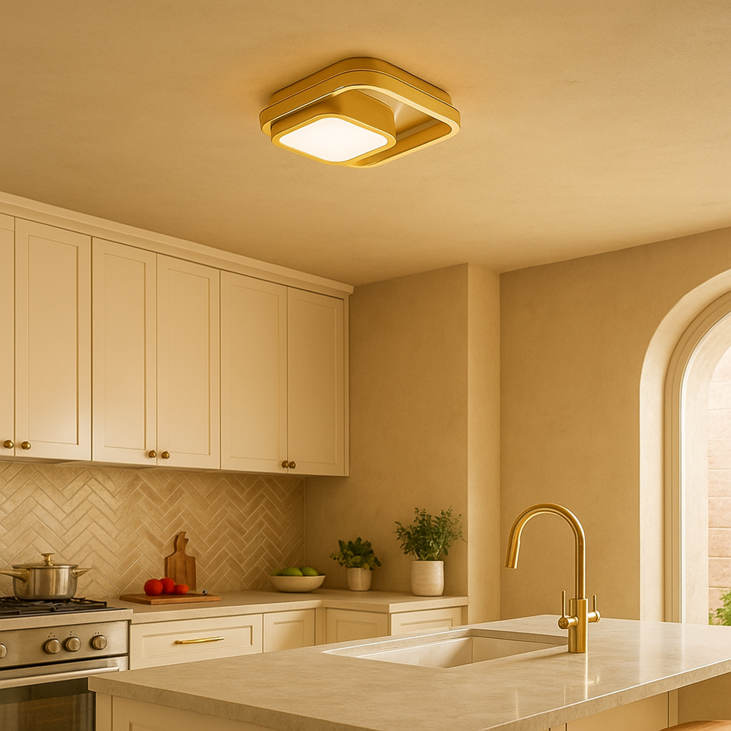 Lámpara de Techo LED de Lujo de Metal y Acrílico | Doble Anillo