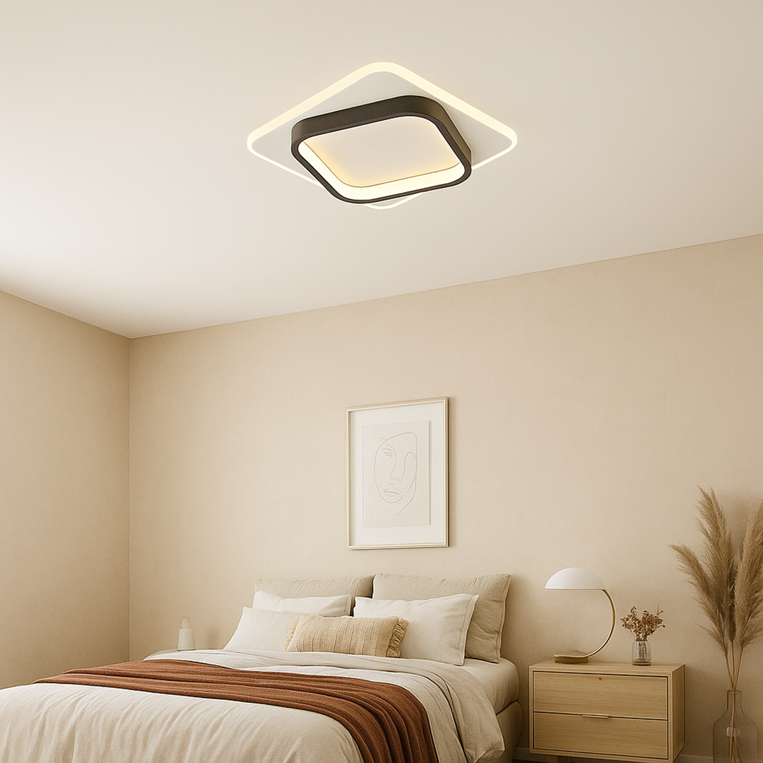 Lámpara de Techo Cuadrada de Aluminio | Luz LED Dorada