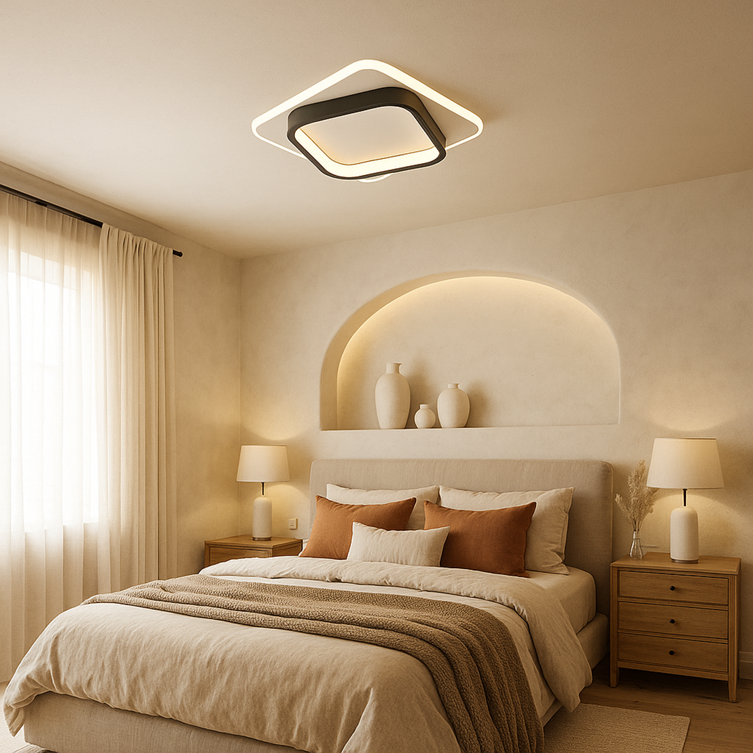 Lámpara de Techo Cuadrada de Aluminio | Luz LED Dorada