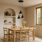 Lámpara Colgante Minimalista Triple de Metal Negro