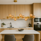 Lámpara Colgante Moderna De Vidrio Y Hierro | Altura Ajustable