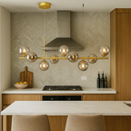 Lámpara Colgante Moderna De Vidrio Y Hierro | Altura Ajustable