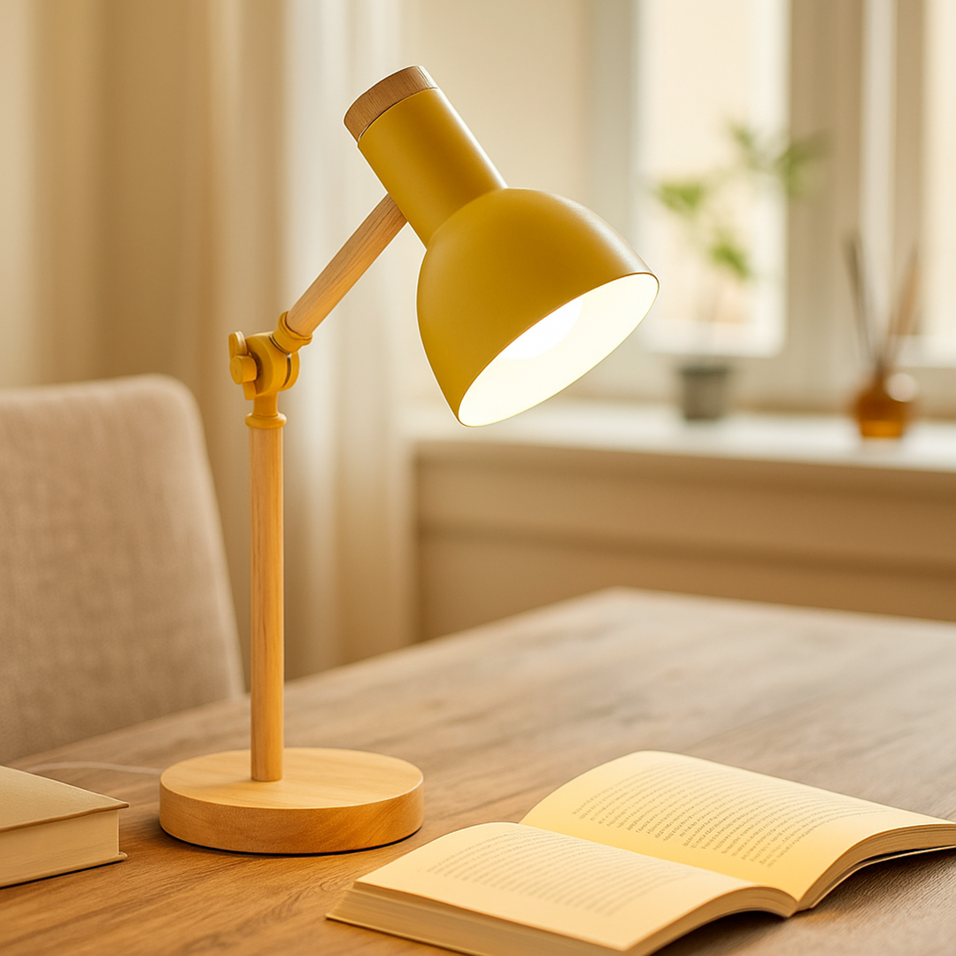 Lámpara de Escritorio de Madera Nórdica | Luz LED