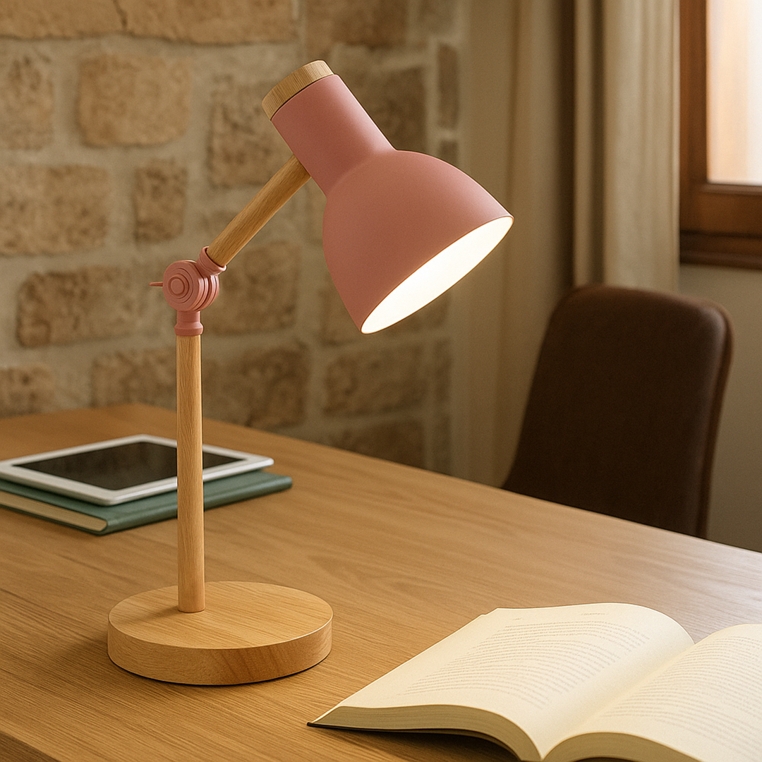 Lámpara de Escritorio de Madera Nórdica | Luz LED