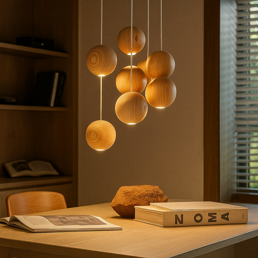 Spherical Wooden Pendant Lamp | Indoor Use