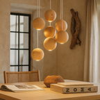 Hängelampe Kugelförmig aus Holz | Für den Innenbereich