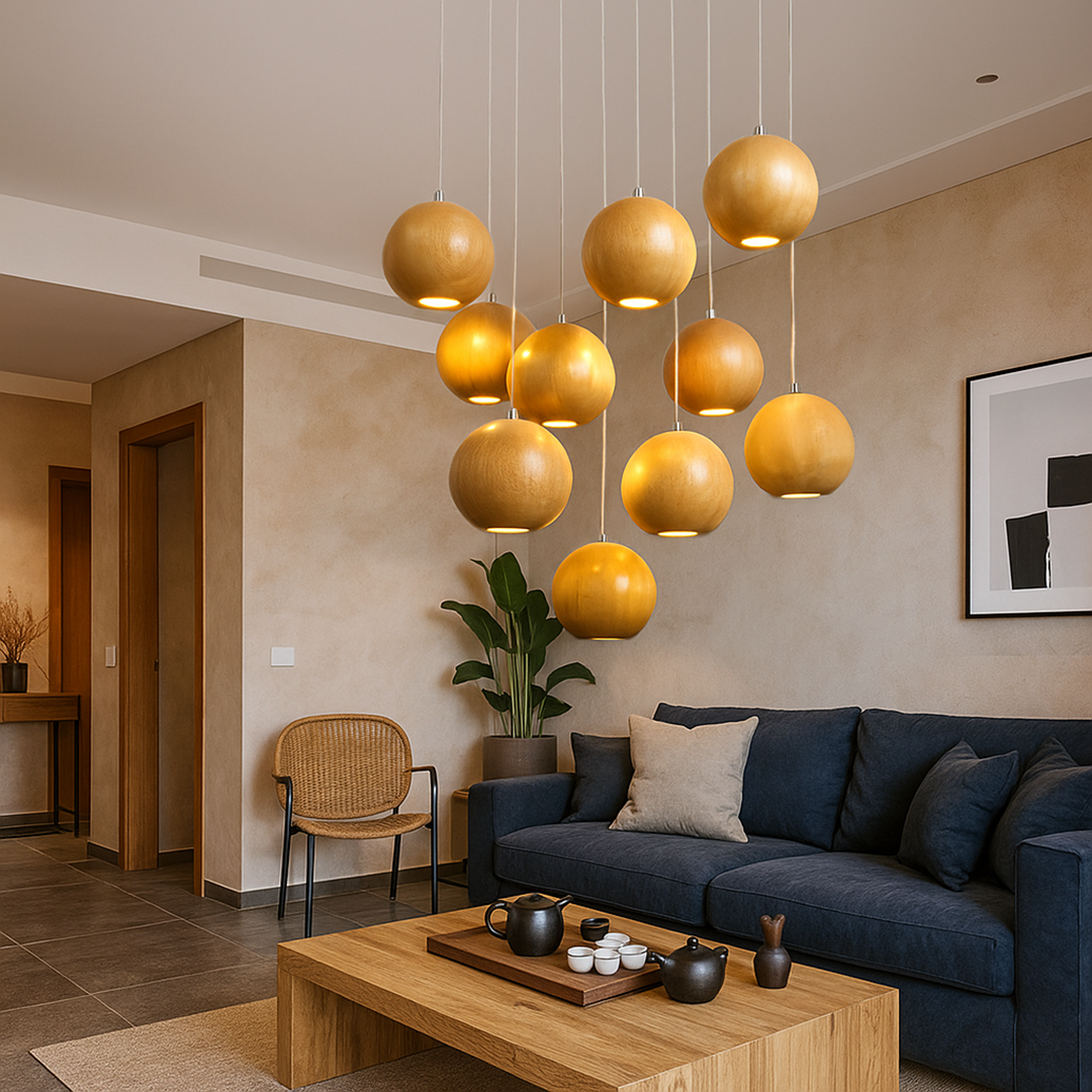 Spherical Wooden Pendant Lamp | Indoor Use